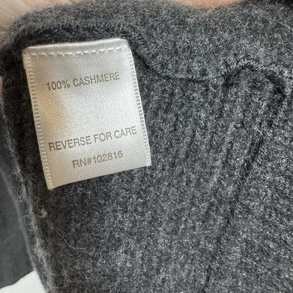 Garnet Hill 100% Cashmere Sweater Womens Medium Gray Mock Neck Ribbed Cable - Picture 4 of 10